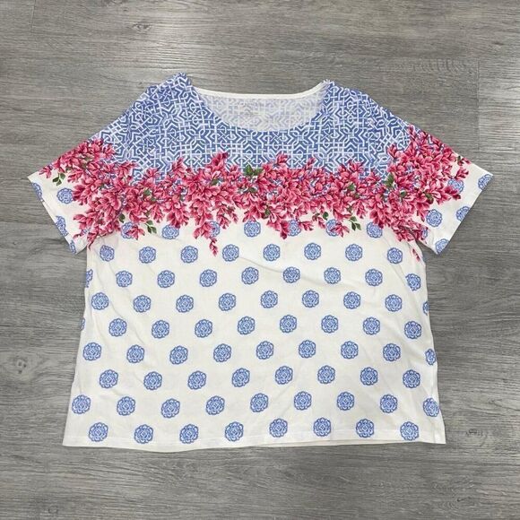 Talbots Tops - Talbots Women's Plus 2X Floral Tropical Short Sleeve Shirt Tee Top Blouse Artsy